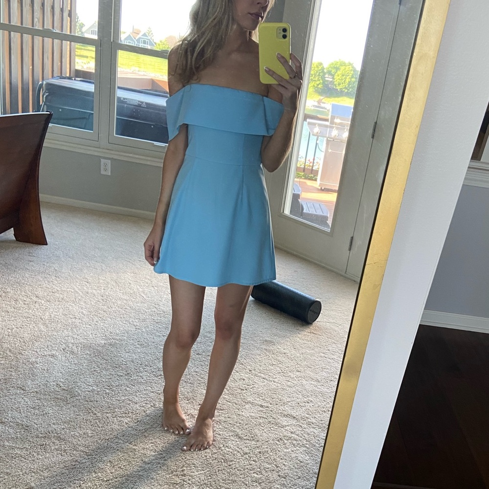 Superdown - revolve off the shoulder blue dress XS